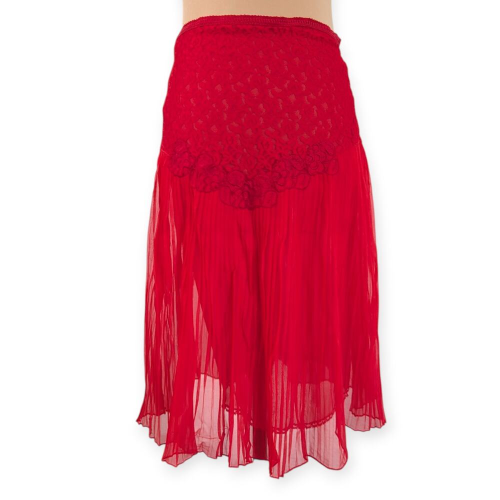 Charmode Lacy Red Slip Skirt S